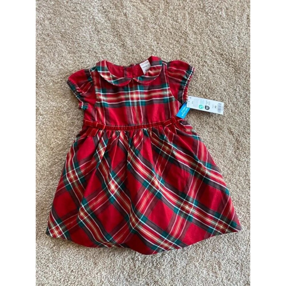 Carter's Baby Girls 6M Red Plaid Christmas Holiday Dress NWT